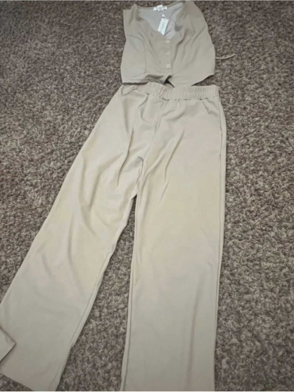 Beige Wide-Leg Lounge Pants - Casual Comfort